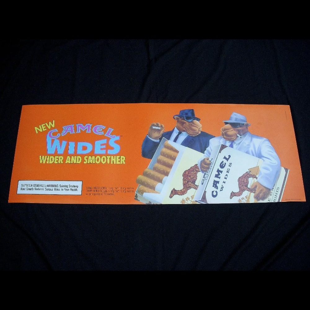Vintage 1992 Joe Camel Wides Vinyl Sign Poster Cigarettes Tobacco